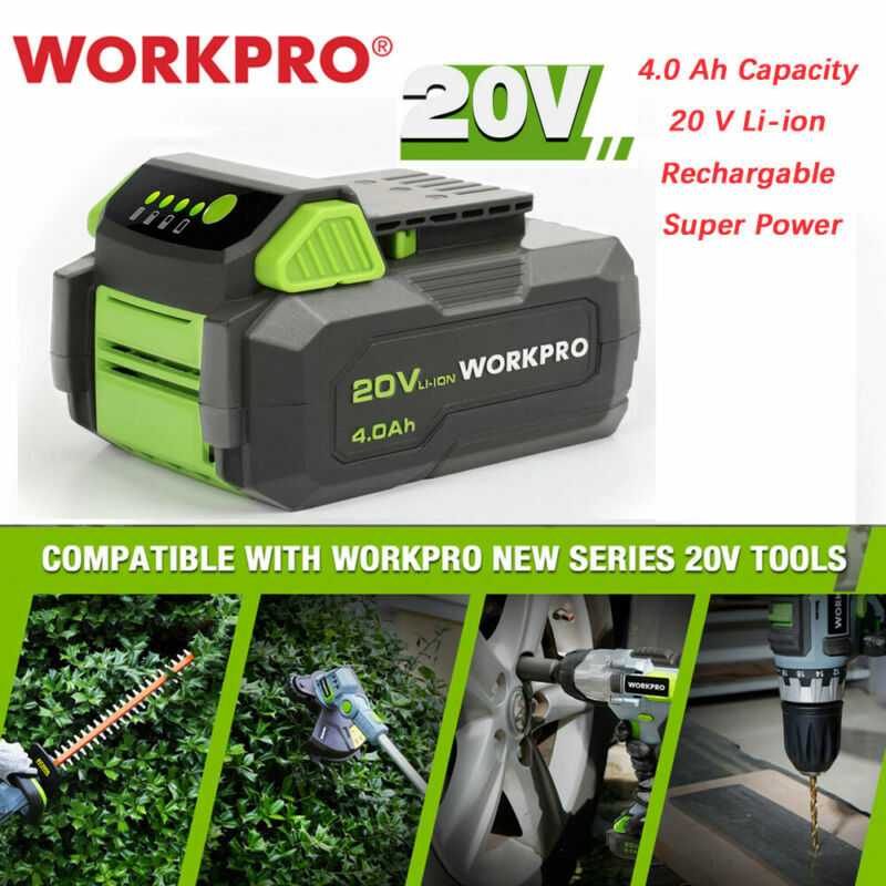 WORKPRO 20V 2.0/4.0Ah Rechargeable Lithium-ion Battery Pack For 20 V Power Tools