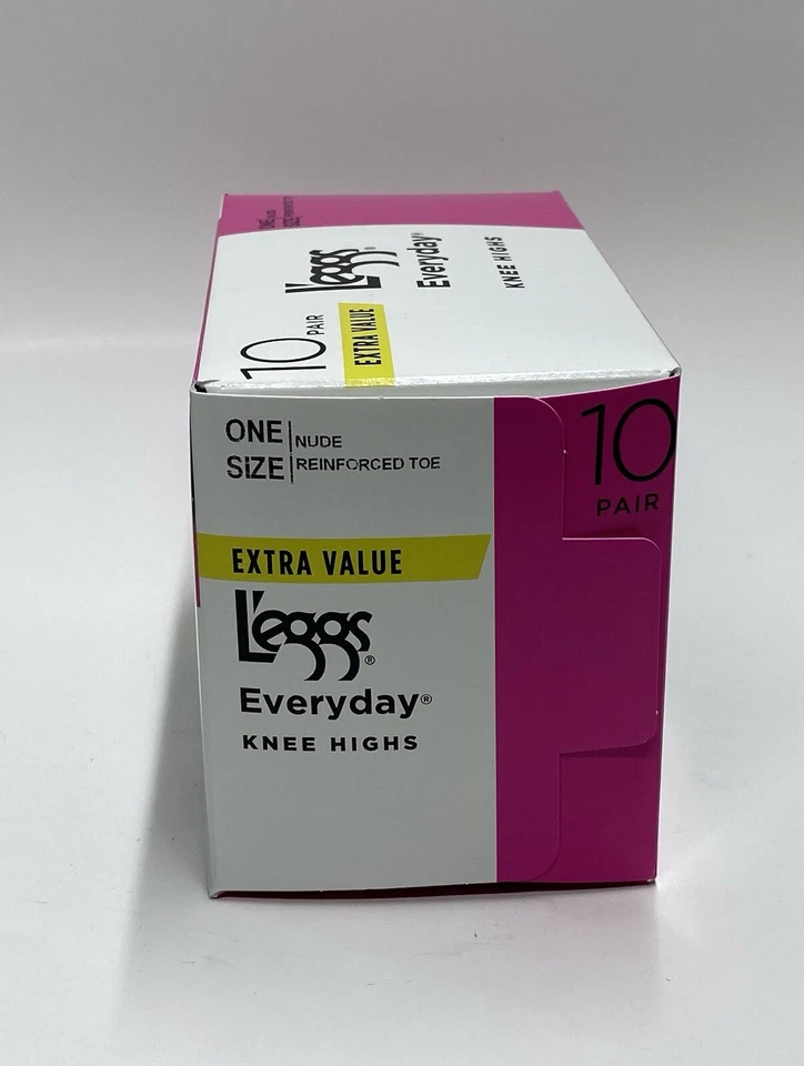 L'eggs Everyday Knee Highs One Size NUDE Reinforced Toe 10 pairs 43592 - Image 4 of 4