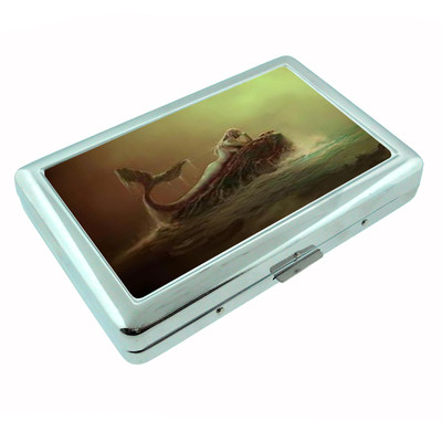 Mermaid D2 Silver Cigarette Case / Metal Wallet Aquatic Sea Creature 