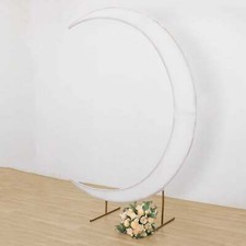 7.5 ft WHITE Fitted Spandex Half Crescent Moon Arch BACKDROP STAND Cover Wedding