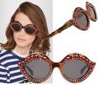 Gucci Sunglasses Gg0045S 002 Havana Brown Cat Eye Red Crystal $790