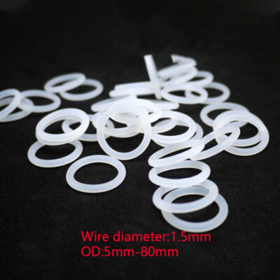 1.5mm Wire Diameter O-Ring Seal Gasket Food Grade Silicone Rubber White OD5-80mm