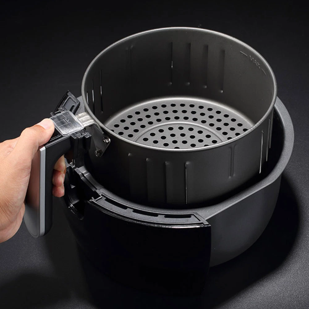 Round Air Fryer Basket with Oil Draining for Deep Home Oven Use