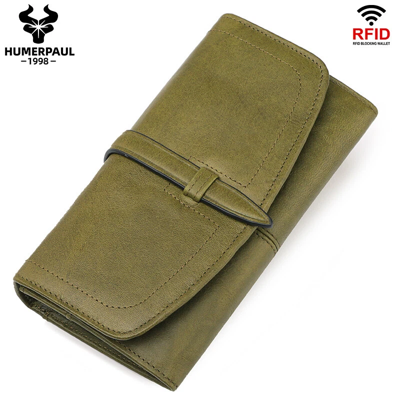 Portafoglio Donna Grande Elegante Vera Pelle Protezione RFID Portamonete Piccolo - Immagine 2 di 3