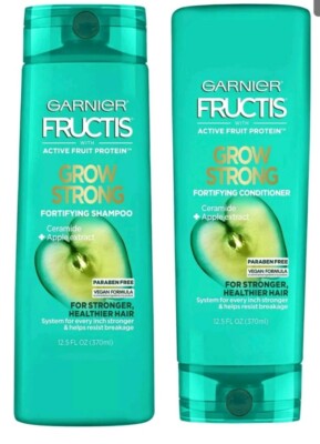 Lot of 2 Garnier Fructis Shampoo 12.5 fl oz & Conditioner 12 fl oz Grow Strong  