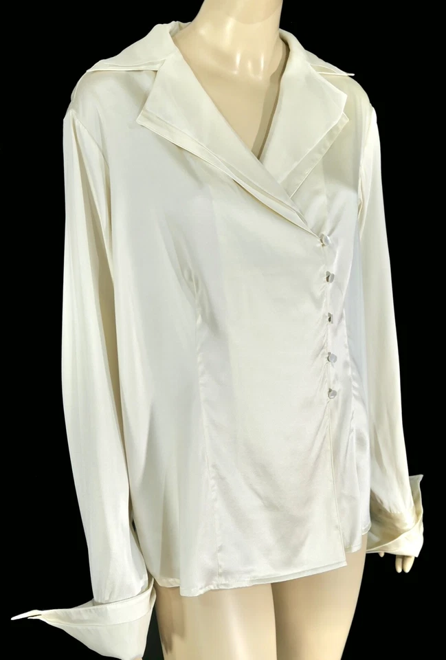 Blusa Doncaster Champagne Marfil Avant Garde Seda Talla Grande 16W Foto 2 de 4