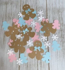 Gingerbread man Christmas Confetti  Gender Reveal Baby Shower Birthday Pink/Blue