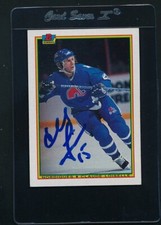 1990/91 Bowman #175 Claude Loiselle Nordiques Signed Auto *D172