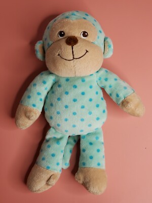 8” Garanimals Green Aqua Teal Polka Dot Monkey Plush Lovey Soft