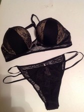 Victoria's Secret BOMBSHELL T Back F/C Black Lace Bra Set NWT Lace Itsy Cheekini