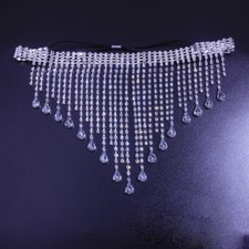 Hot Women Crystal Rhinestone Tassel Headband Hat Chain Rave Headdress Punk Party