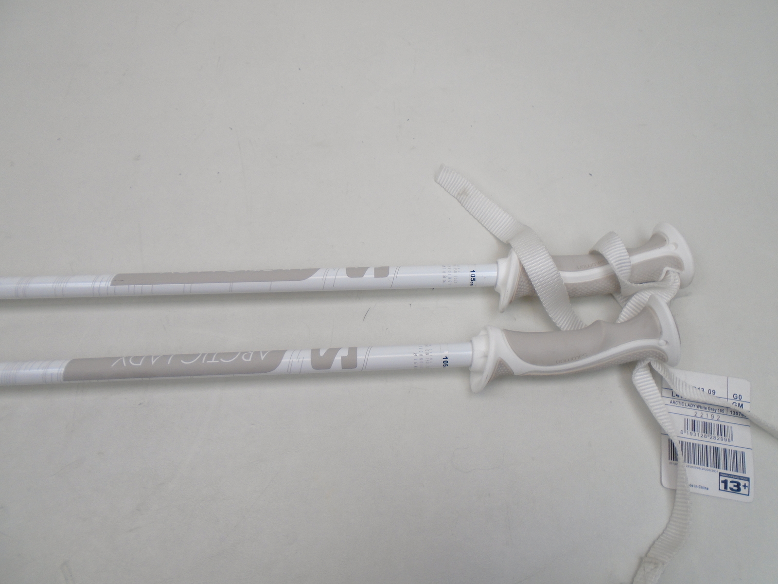 SALOMON L41174300 ARCTIC DONNA 105CM BIANCO GRIGIO ALLUMINIO PALI SCI ALPINO