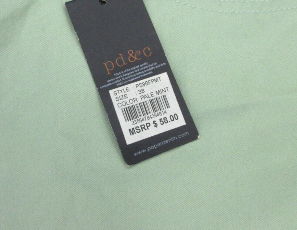 Pantalones Cortos de Tela Paper Denim Para Hombre 38 Verde PD&C Ajuste Regular Algodón (39x11.5) NUEVOS CON ETIQUETAS NUEVOS Foto 2 de 4