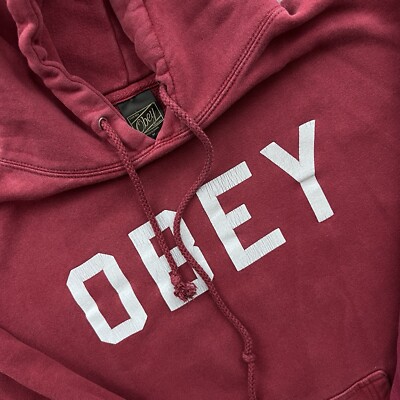 Obey Maroon Hooded Sweatshirt Size Medium Hoodie