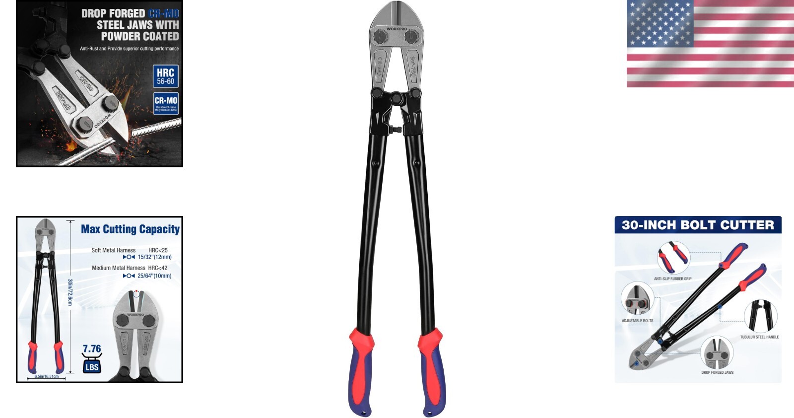 Heavy-Duty 30-Inch Bolt Cutter with Anti-Slip Grip and Strong Steel Blade