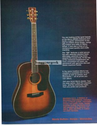 1982 MORRIS MD520 Tobacco Sunburst Acoustic Guitar Vintage Print Ad