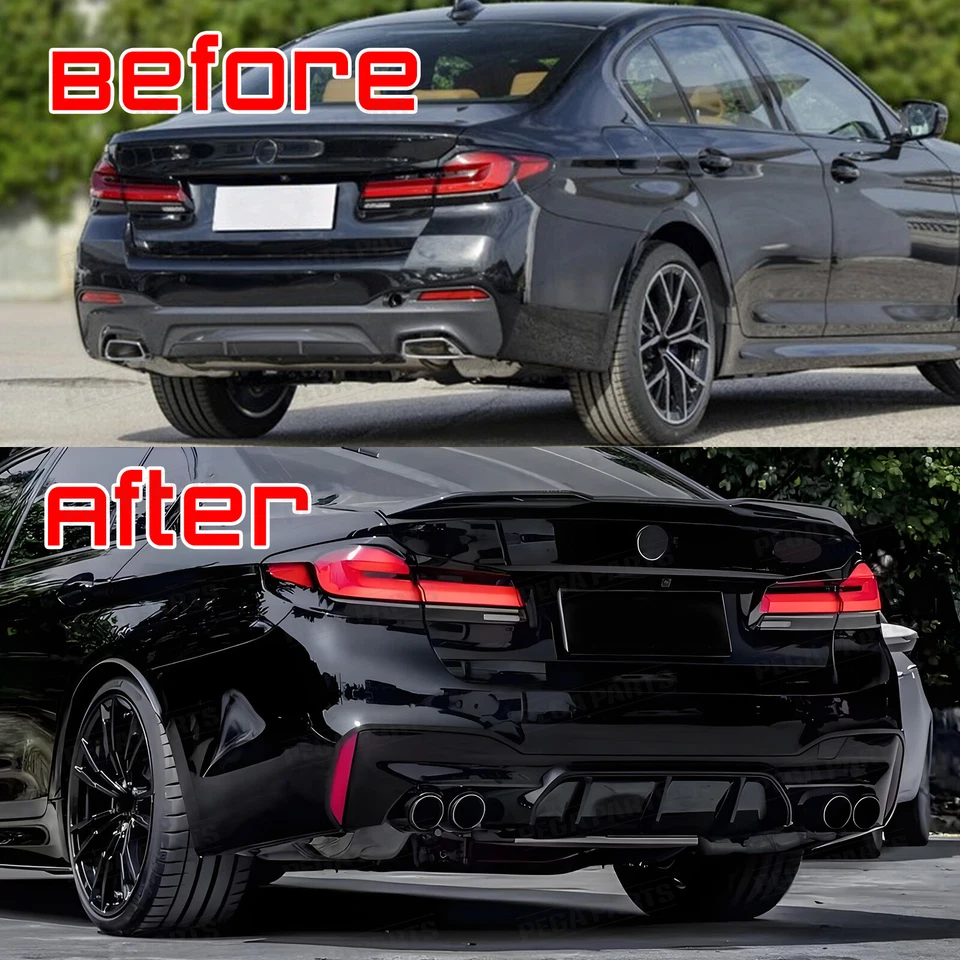 For 17-23 BMW G30 5 Series M5 Style W/ M Sport Rear Bumper Diffuser Glossy Black Foto 2 de 4