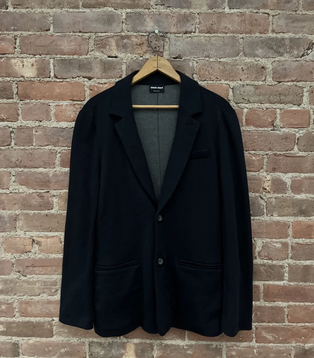 Giorgio Armani — Giorgio Armani Men’s Knit Jacket, Sz XS, Navy Blue Double Face Jersey, Italy