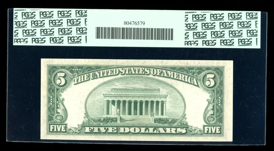 DBR 1950-C $5 FRN New York STAR Fr. 1964-B* PCGS 63 PPQ Serial B15663077* - Image 2 of 2