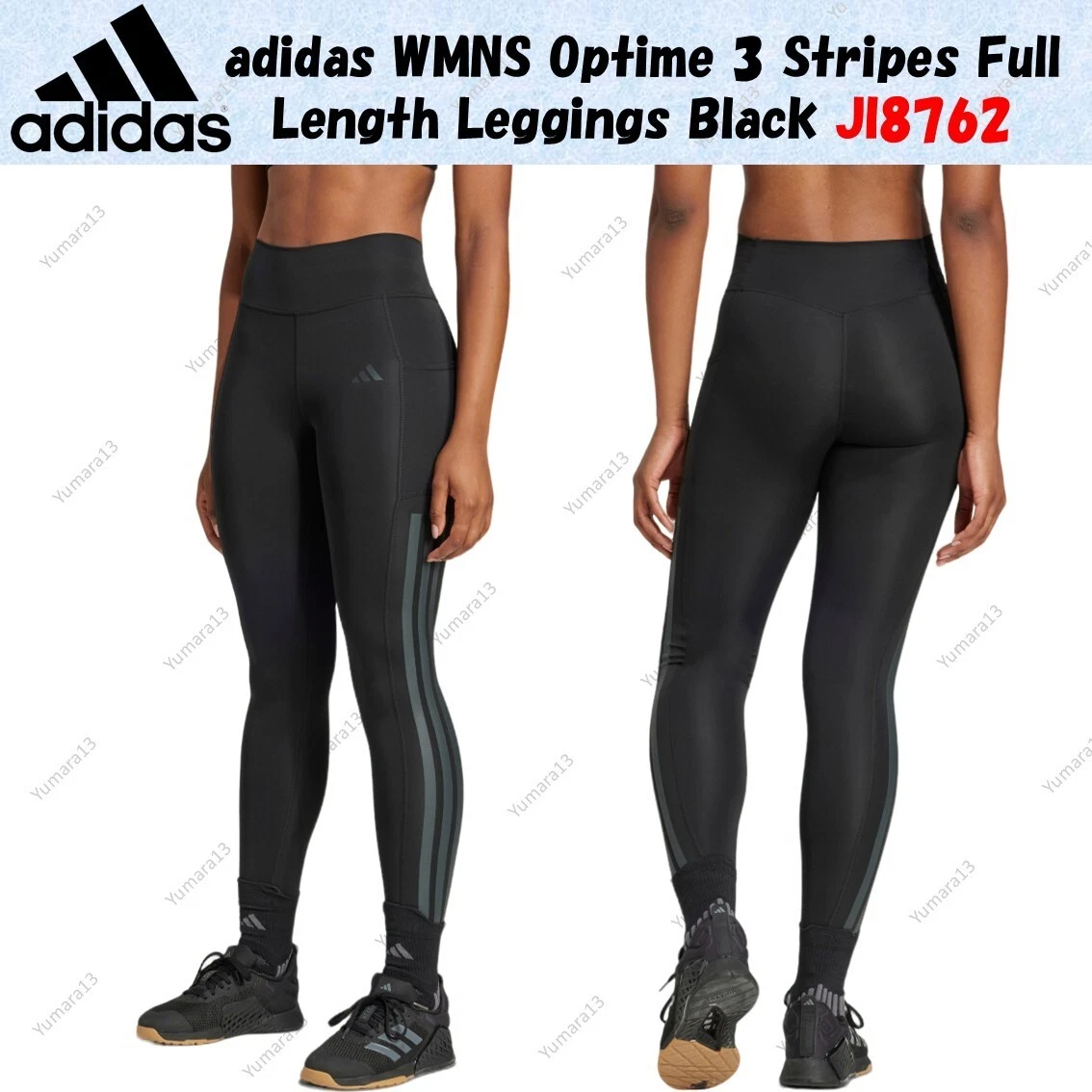 adidas WMNS Optime 3 Stripes Full Length Leggings Black JI8762 Japan Size