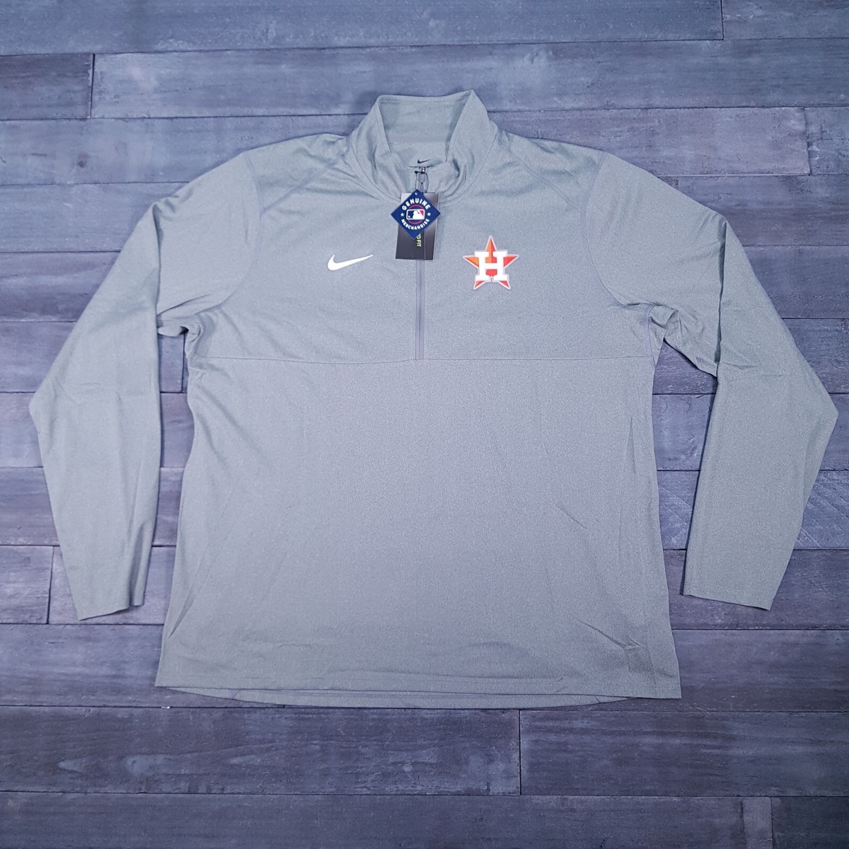 NIKE Houston Astros 1/4 Zip Long Sleeve Shirt Jacket Mens 2XL Grey