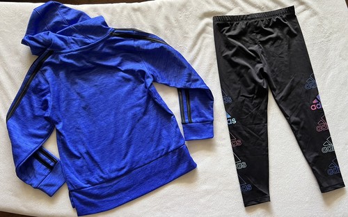 ADIDAS Little Girl’s Tricot Hoodie & Leggings Outfit, 2-piece Set, size 5 - Picture 4 of 8