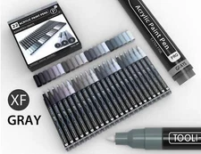 Acrylic Paint Pens 22 Assorted Gray Pro Color Series (EXTRA FINE)