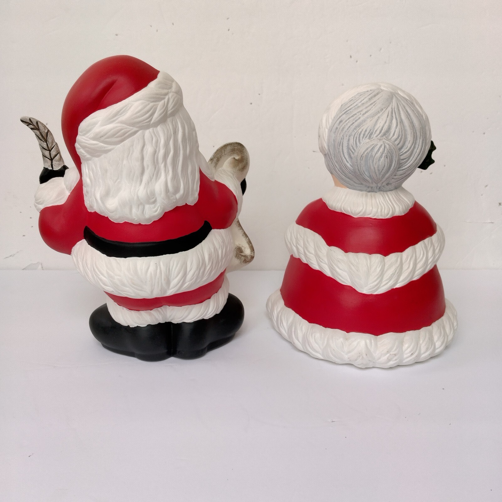 Vintage Ceramic Mr. and Mrs. Santa Claus Hand Painted 12" Christmas