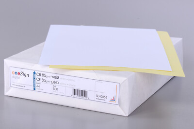 Durchschreibepapier / Durchschlagpapier 2-fach A4 CB/CF weiß/gelb 85g 500 Blatt