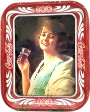 Coca Cola Festliches Jubil&auml;ums-Getr&auml;nkebrett Centenario 1886 - 1986 35x28
