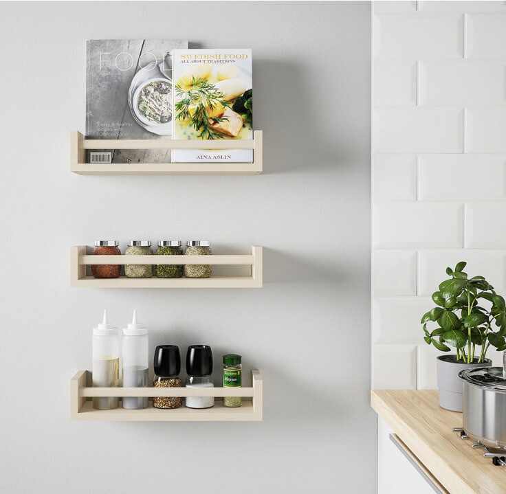 BEKVÄM 木製ラック 2段式 IKEA New IKEA BEKVAM Wood Spice Race Narrow Shelf Display Bath Storage