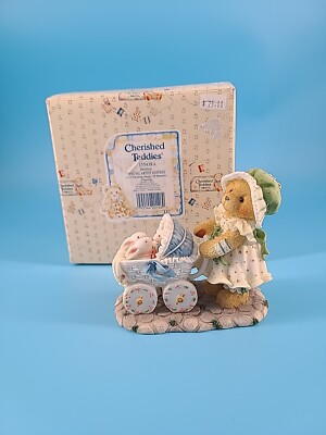 Cherished Teddies Jessica A Mothers Heart Full Of Love Girl Bear Pushing Bunnies
