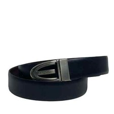 Vintage Pierre Cardin Logo Italy Leather Brown Black Reversible Buckle Belt