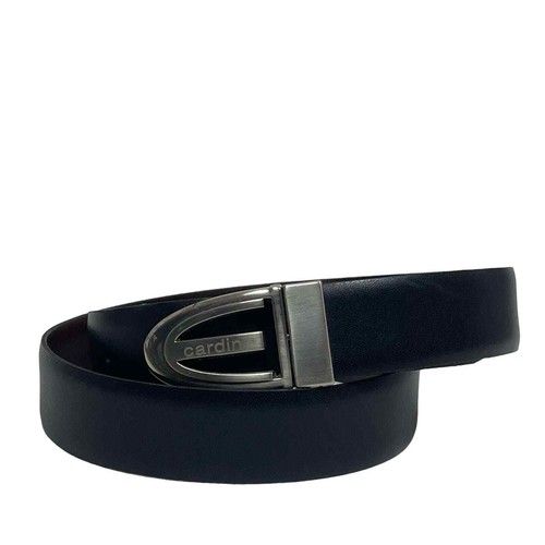 Vintage Pierre Cardin Logo Italy Leather Brown Black Reversible Buckle Belt