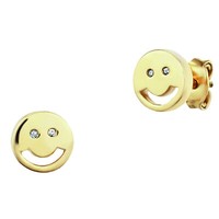 Cai Ohrstecker 925 Sterling Silber Ohrringe Vergoldet Zirkonia Smile Gesicht Neu