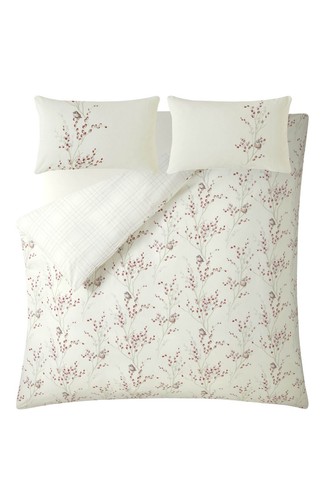 Laura Ashley Willow Winter Pussy brushed cotton Cranberry King duvet Cover set - Picture 4 of 13