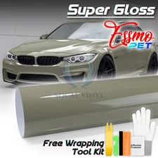 ESSMO PET Super Gloss Dark Khaki Green Vehicle Vinyl Wrap Decal Gloss Like Paint