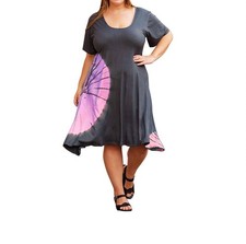 On The Plus Side Tie Dye Short Sleeve Dress - Plus Size Size 2XP (22W-24W)