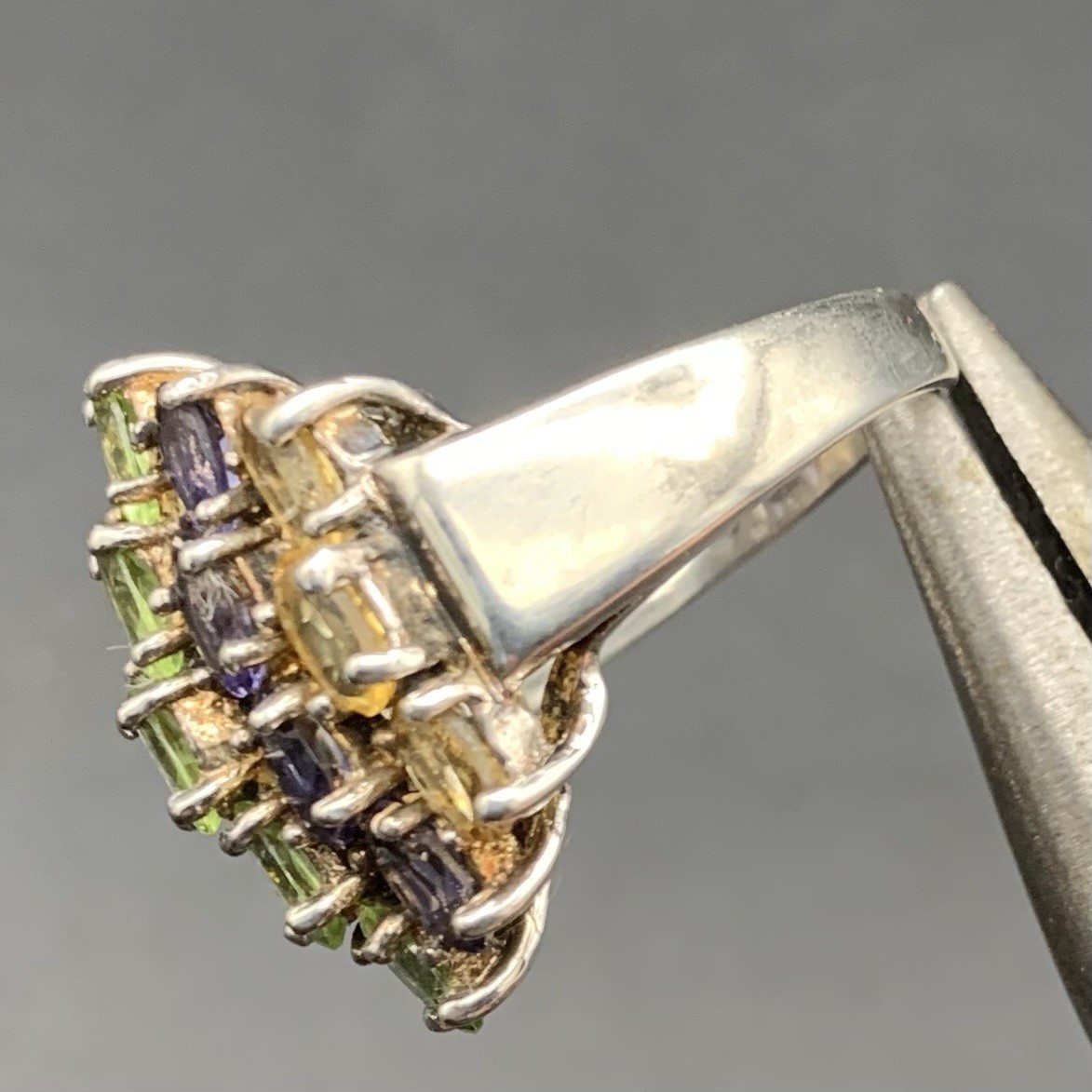 VTG Large Statement Multi Gemstone Ring Size 8 92… - image 10