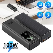 40000mAh Power Bank 100W USB-C Portable Charger Battery Backup For Laptop Phone
