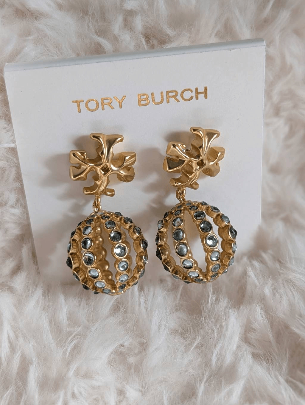 TORY BURCH Roxanne Crystal Ball Double T Logo Drop Earrings thumbnail 2