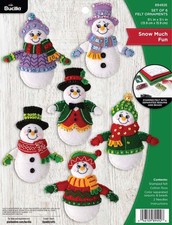 DIY Bucilla Snow Much Fun Snowmen Winter Christmas Felt Tree Ornament Kit 89492E