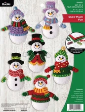 DIY Bucilla Snow Much Fun Snowmen Winter Christmas Felt Tree Ornament Kit 89492E