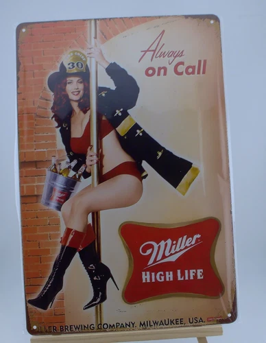 Miller High Life Always On Call Tin Sign Vintage Style Beer Bar Wall Decor 12x8
