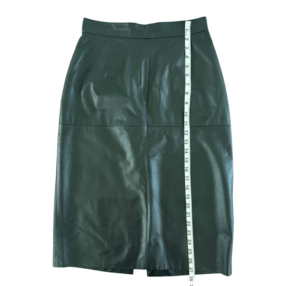 Fiori 100% Genuine Leather Skirt Pencil Midi Black Size 9/10 Vintage Argentina - Image 3 of 4