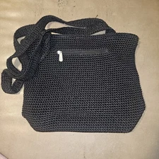 The SAK Original Black Crochet Shoulder Bag Double Handle