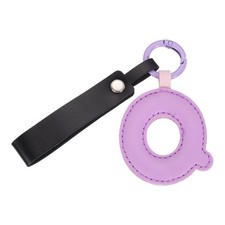 Initial Letter Keychain PU Leather Letter-Q Key Chains for Women Purple