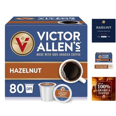 80 Count Hazelnut Coffee Pods by Victor Allen - Caffeinated Medium Roast Delight