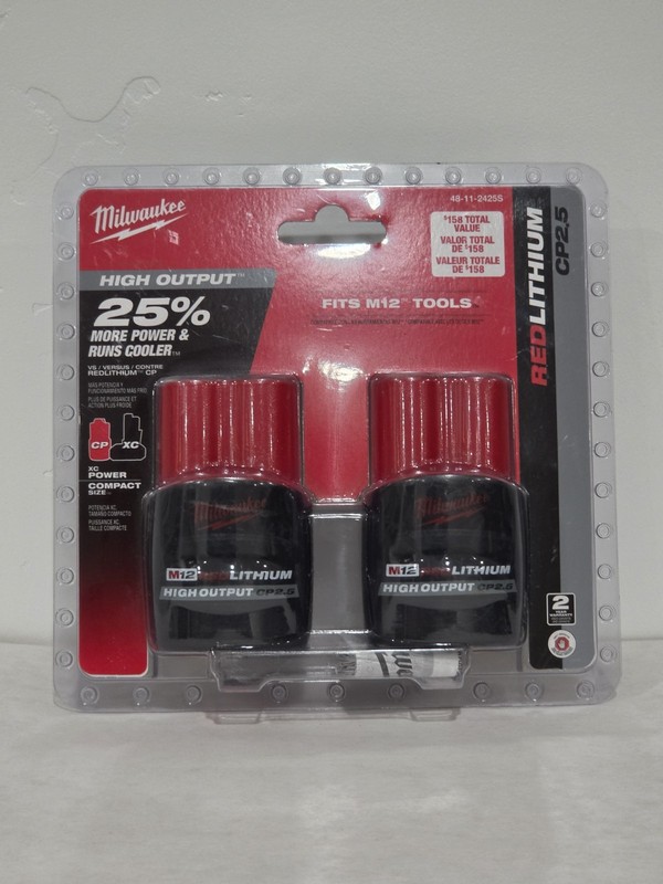 Milwaukee M12 Battery 2.5 Ah High Output 2-Pack (New)