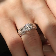 3CT Round Cut Solitaire Lab Created Diamond Engagement Ring 14K White Gold Over
